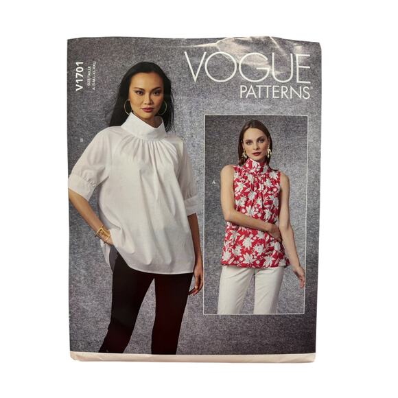 VOGUE Loose Fitting High Neck Blouse Pattern V1701 Uncut A S-M-L-XL-XXL Modest - Picture 1 of 3